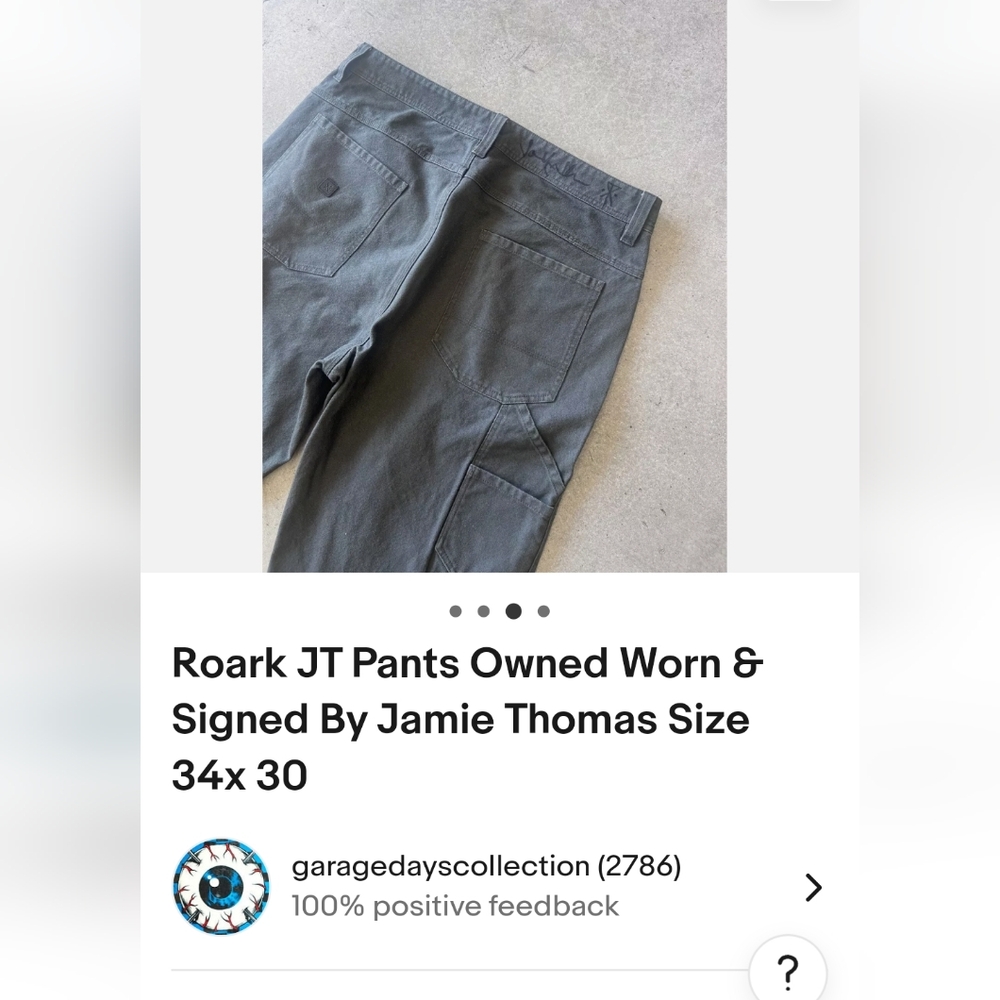 Signed owned and worn by Jamie thomas roark work pant